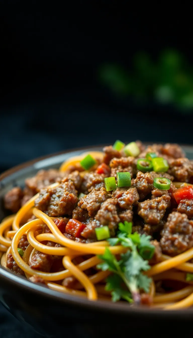 Mongolian Ground Beef Noodles