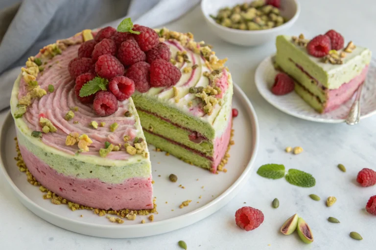 Dreamy Pistachio Raspberry Cake